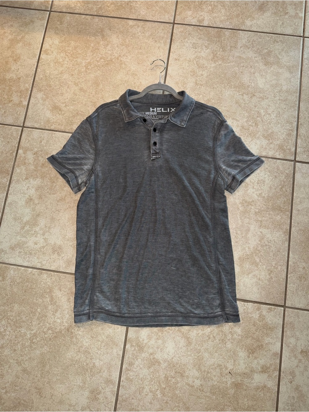 Helix Vintage Charcoal Gray Short Sleeve Dress Polo Shirt